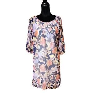 Via Signoria Women's Pink Floral Lined Dress Made in Italy Size Medium M
